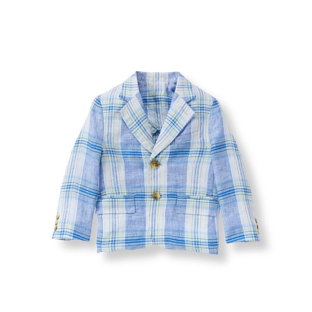 Janie & Jack Plaid 100% Linen Blazer Size 3-6 Months, Boys Formal Attire